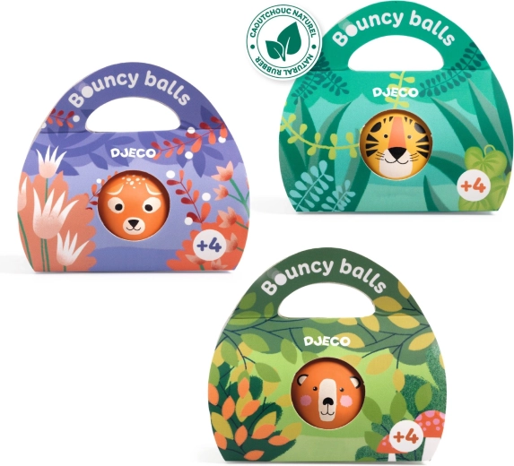 Natural rubber bouncy ball with wild animal motif DJECO