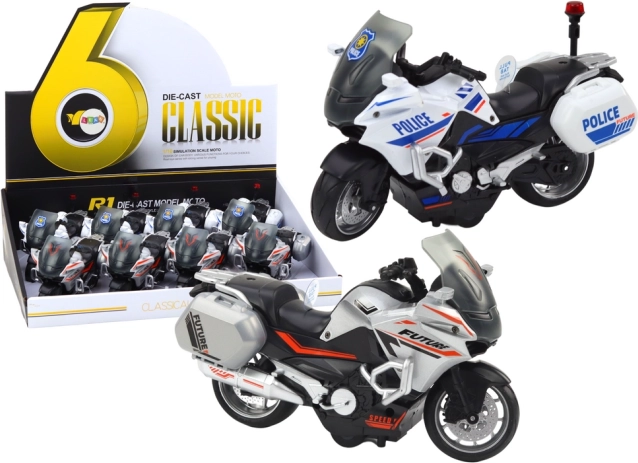 Friction-Powered Motorcycle 1:10 Police Sport