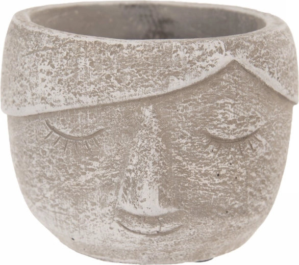 Decorative concrete head planter, gray, 12 × 12 × 9 cm