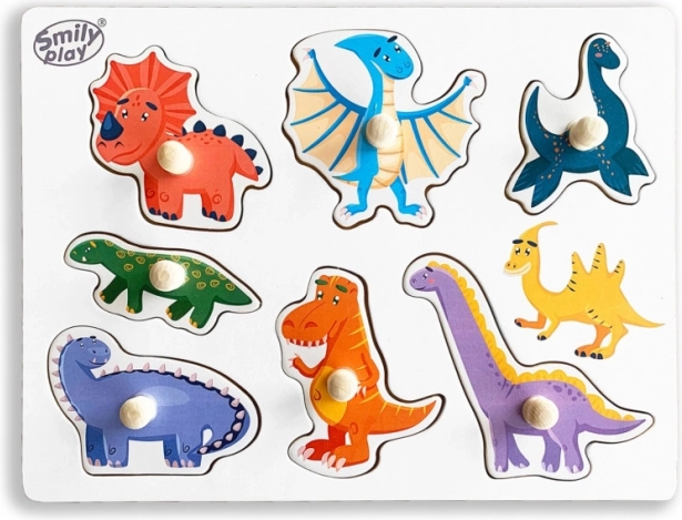Puidust dinosauruseteemaline kujundite sobitusmäng