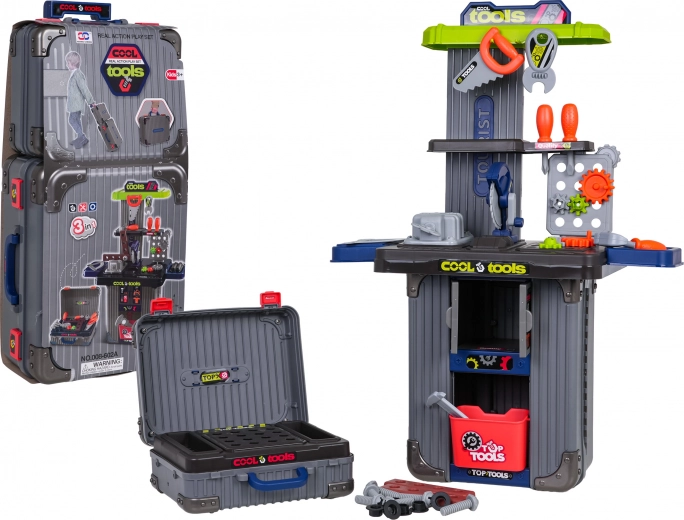 Kids 3-in-1 suitcase workbench cool tools with accessories