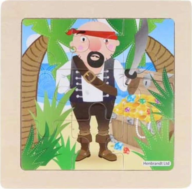 Wooden Pirate Puzzle, 9 Pieces