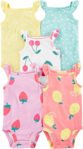 Carter's Dots Fruit sleeveless bodysuits for girls, 5-pack (3 m)