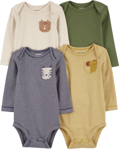 Beebide bodid pika varrukaga Navy/Olive Animal, 4 tk, NB/56