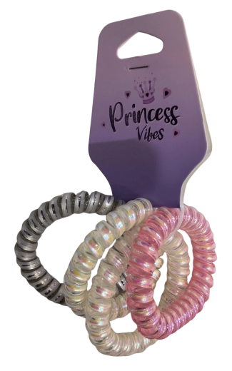 PINK set of spiral hair ties pearlescent and metallic (4 pcs)