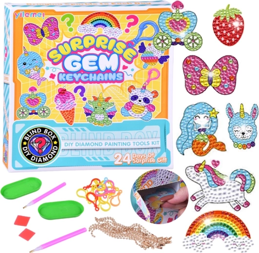 Creative advent calendar – diamond painting and glittery keychains for kids