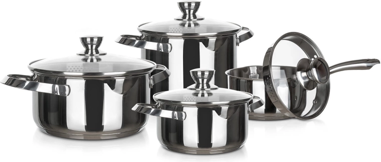 Stainless Steel Cookware Set 8 Pieces EMBASSY