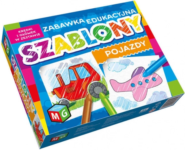 Vehicle stencils with crayons, set