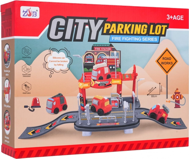 Firefighter Garage with Soft Toy Car – Two-Story Parking Garage for Kids