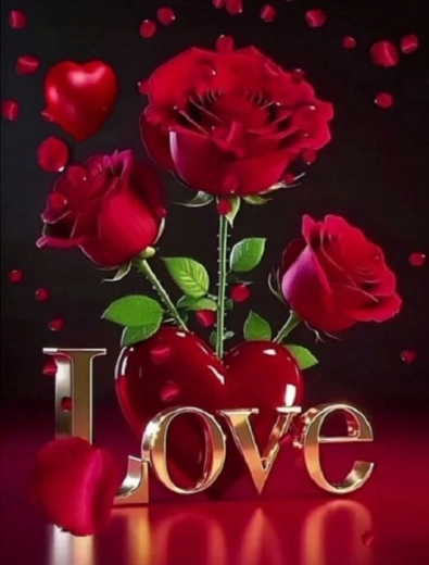 Norimpexi teemantmaalimine punased roosid kirjaga Love 30 × 40 cm