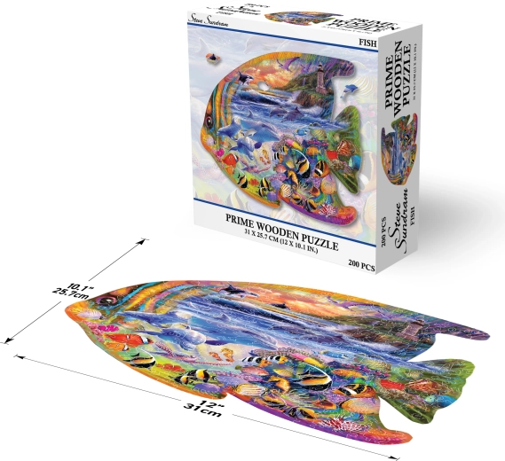 Prime 3D wooden fish puzzle – 200 pieces