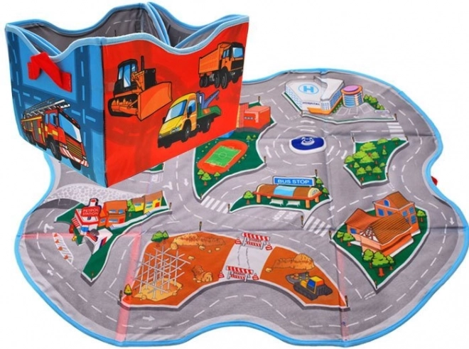 Foldable toy storage box 2-in-1 with city play mat, 78 × 70.5 cm