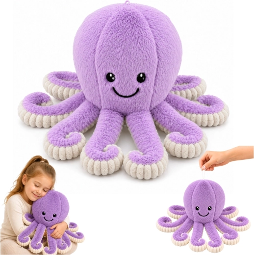 Plush octopus – cuddle toy with springy tentacles, purple, 50 cm