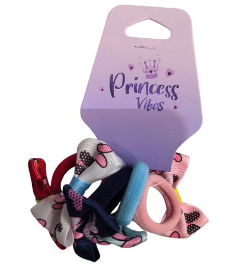 PINK set of hair elastics with bows, 5 pcs