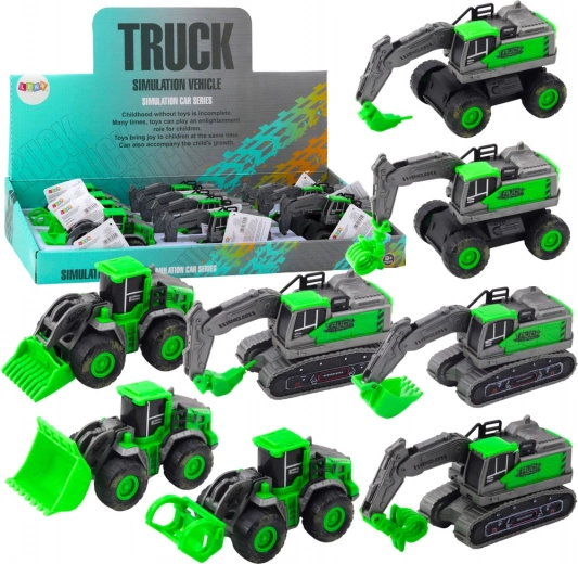 Pull-back construction vehicle – mini excavator, loader or bulldozer, green