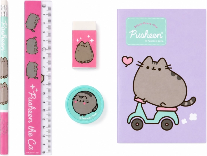 Viieosaline koolikomplekt Pusheen, lilla