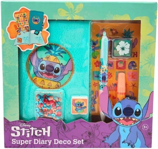 Decorative set with a notebook and pen Disney Stitch super diary deco set