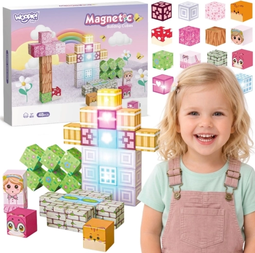 Woopie magnetilised ehitusklotsid 48 tk Montessori 3D