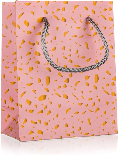 Gift Bag S Pink with Gold Elements 11 × 14 × 6 cm
