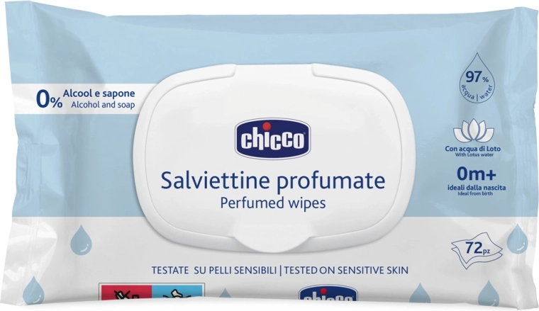 Chicco baby wet wipes gently perfumed 72 pcs