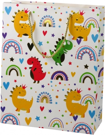 Gift bag colorful dinosaurs rainbow 32 × 26 × 10 cm