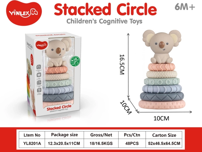 Colorful sensory koala stacking pyramid