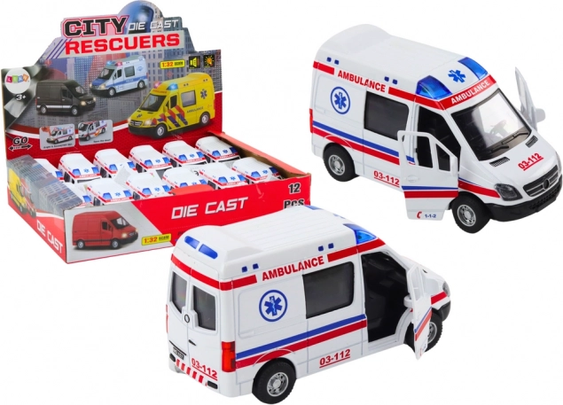 Ambulance toy with opening doors, lights and sounds 1:32 white