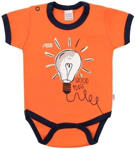 Baby cotton bodysuit with short sleeves New Baby Happy Bulbs