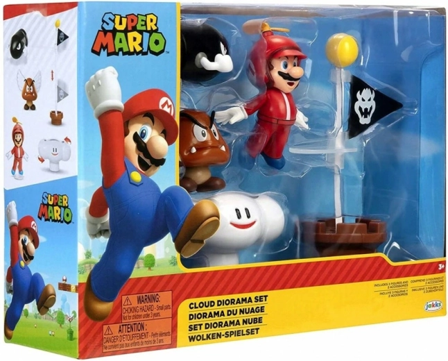 Super Mario cloud diorama with figures