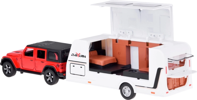 Avatav haagissuvila sisustatud interjööriga