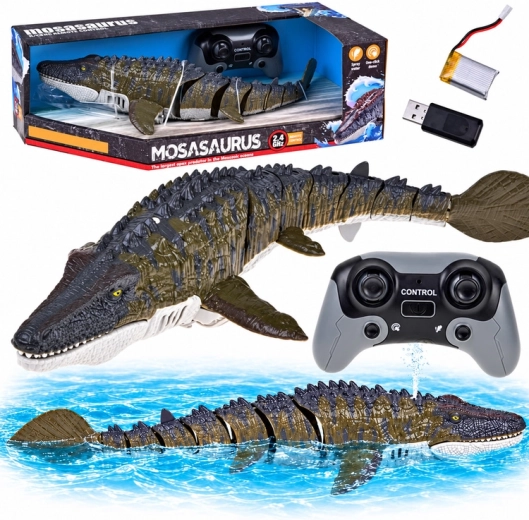 Kaugjuhitav mosasaurus vette, ujub ja pritsib vett 40 cm