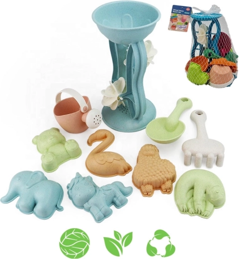Woopie Green eco sand set with mill and watering can, 10 pieces
