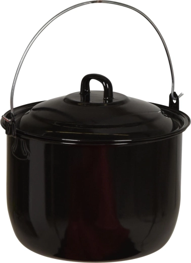 Riputatav emailitud pott 24 cm kaanega, 6,7 l, must