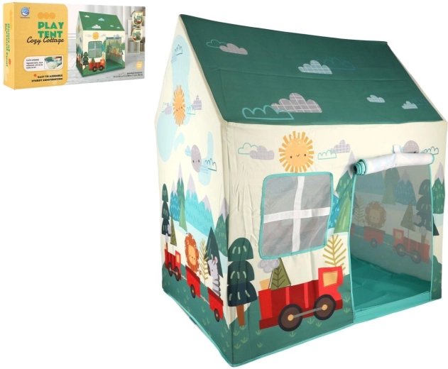 Children's play tent house with nature and car motif