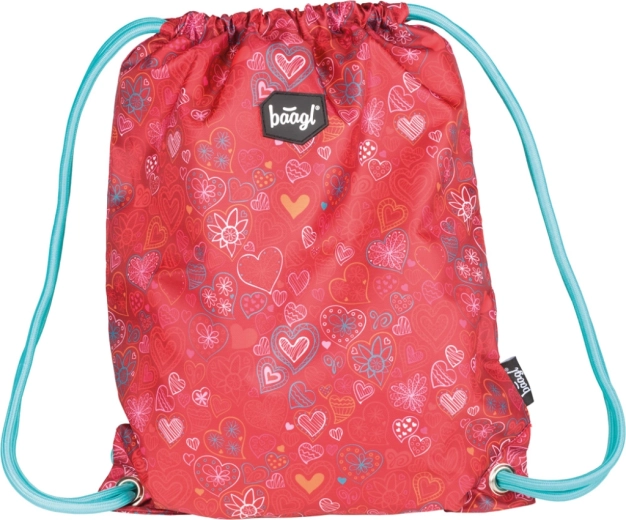 PE bag with little hearts, red