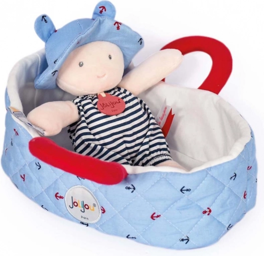Doudou Jolijou Doll in Blue Carrying Bag