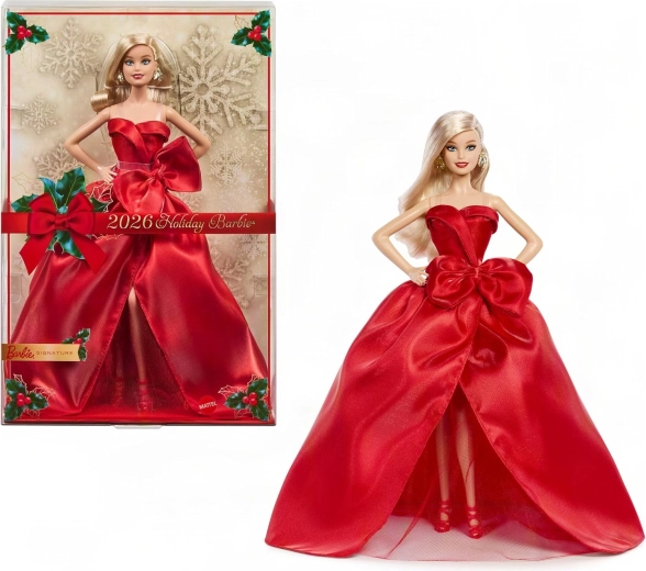 Pidulik kollektsiooninukk Barbie Signature 2026 blondiin punases kleidis