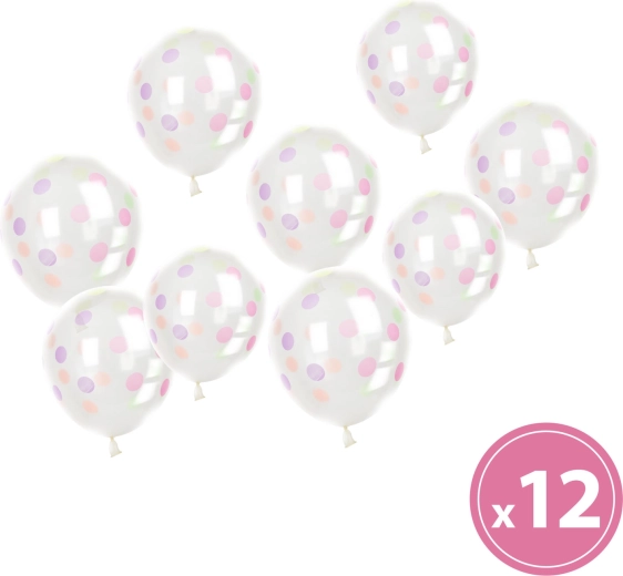 Set of Transparent Balloons with Colored Dots – 12 Pieces