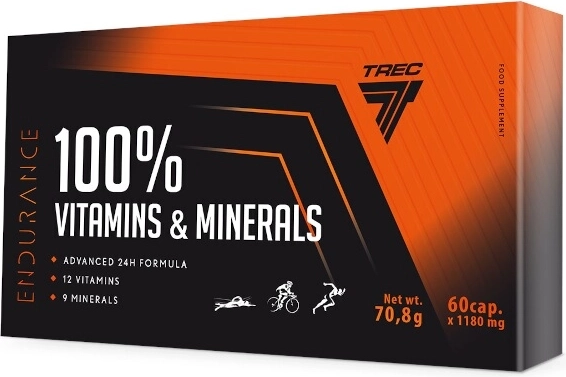 Trec Endurance 100% vitamins & minerals multivitamiinid sportlastele 60 kapslit