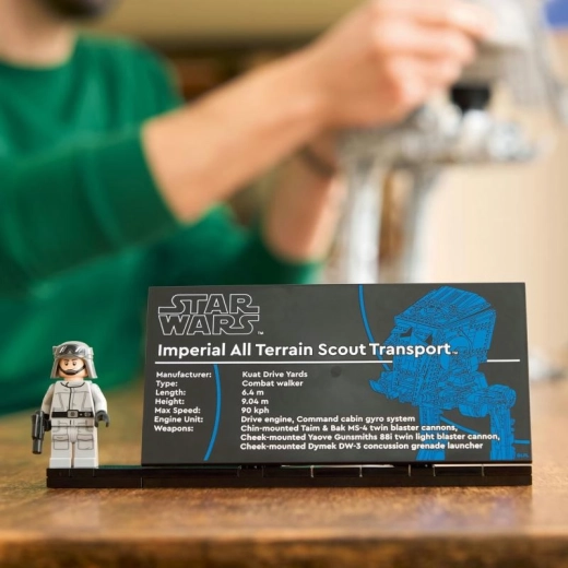 Kollektsionääride alus nimesildi ja minifiguuriga