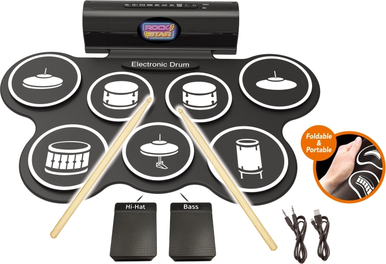 Electronic Drum Kit with Pedals and Light Effects