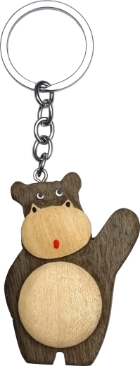 Wooden Keychain - Large Hippo