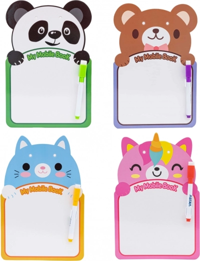 ASTRA wipe-clean board with cheerful animals and marker