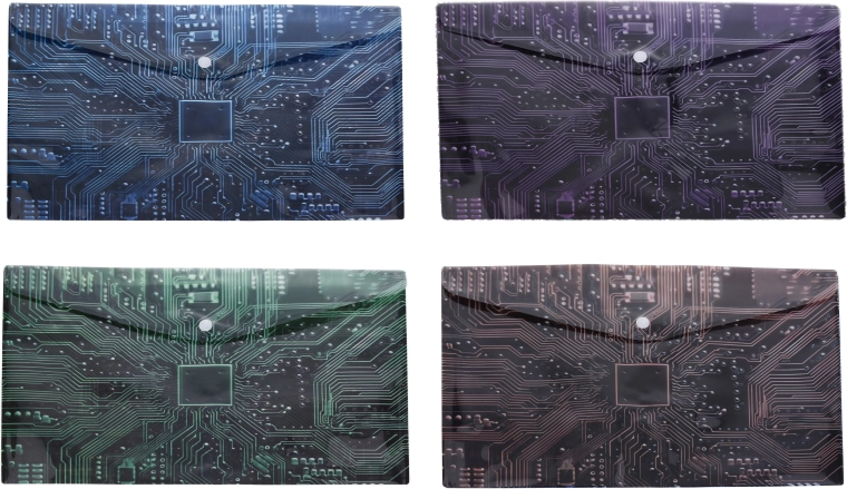 Plastikust trukiga ümbrik 10,5 × 7,5 cm, trükkplaadi mustriga