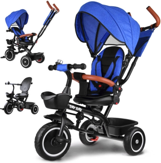 Kids’ 3-in-1 Tricycle with Canopy TINY BIKE – Blue