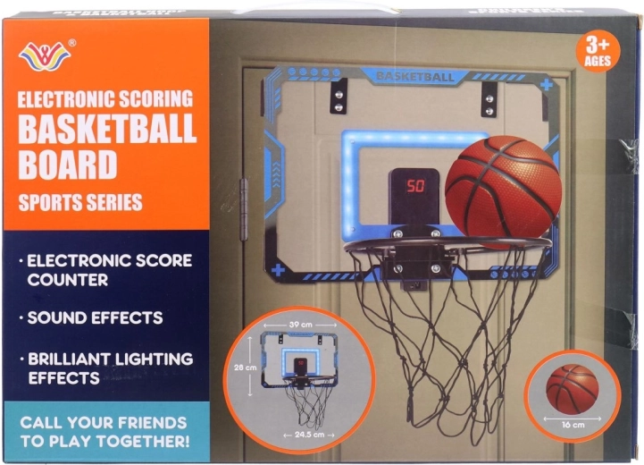 Battery-powered basketball hoop with counter for kids