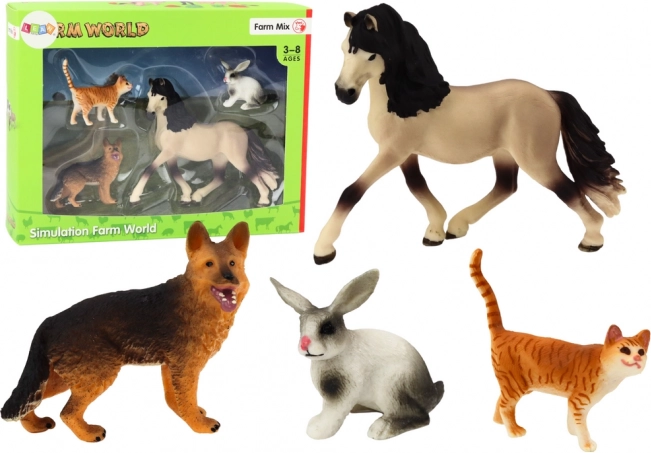 Koduloomade figuuride komplekt – hobune, koer, küülik, kass, 4 tk