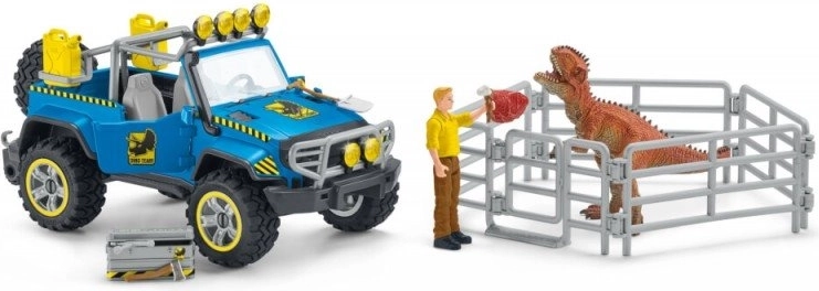 Schleich dinosaurs off-road vehicle with dinosaur enclosure