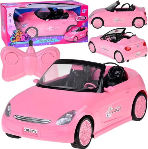 Pink RC Convertible for Dolls with LED Lights and Controller