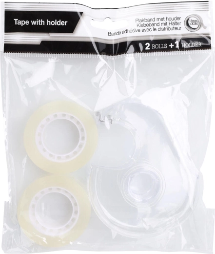 Kleeblindi teip 18 mm × 30 m koos teibihoidjaga, läbipaistev, komplekt 2 tk